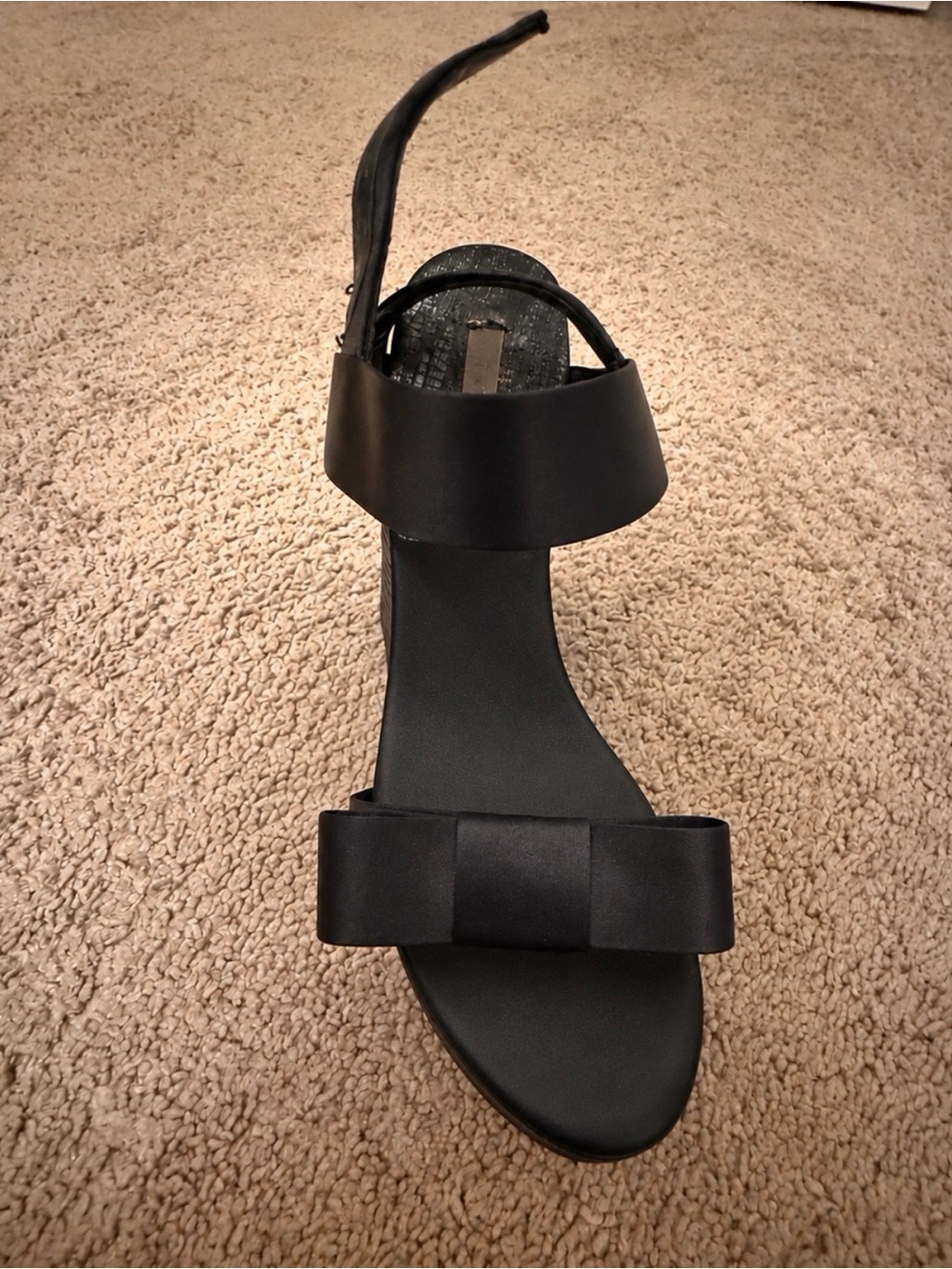 Uterque Dark Blue Bow Wedge Sandal